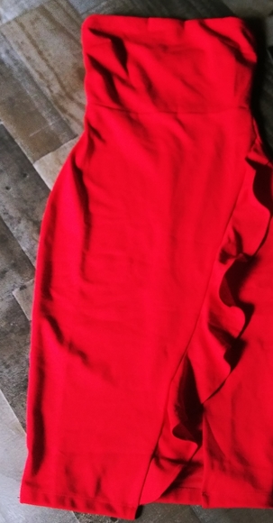 NWT Lulus Red Strapless Ruffle Wrap Dress XS - Picture 2 of 14